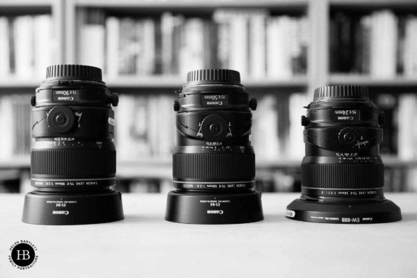 Three Canon tilt shift lenses