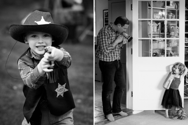 Children dress up as cowboys.