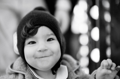 A Christmas portrait of a baby in Covent Garden.