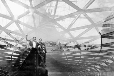 A family portrait with reflections at the Cutty Sark in London's Greenwich