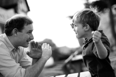 Father and won play together.