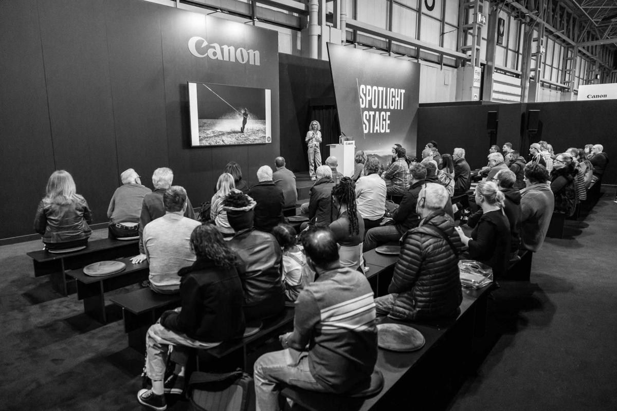 Helen Bartlett on the stage for Canon at The Photography Show in 2024