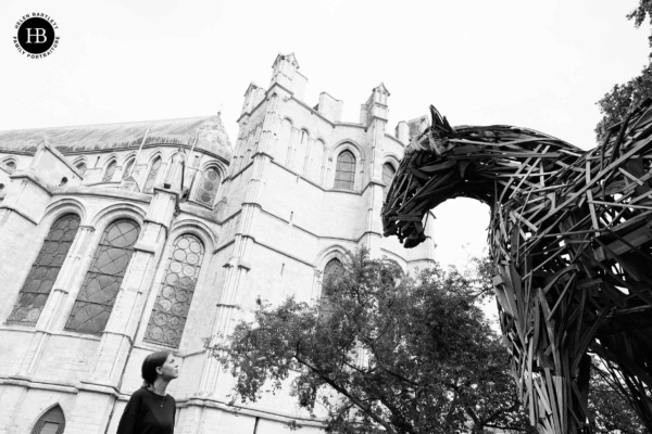 girl-looks-war-horse-sculpture-canturbury