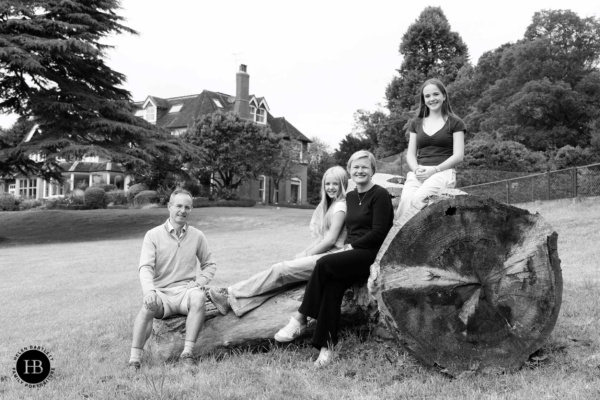 Family portrait group shot in the garden in Surrey