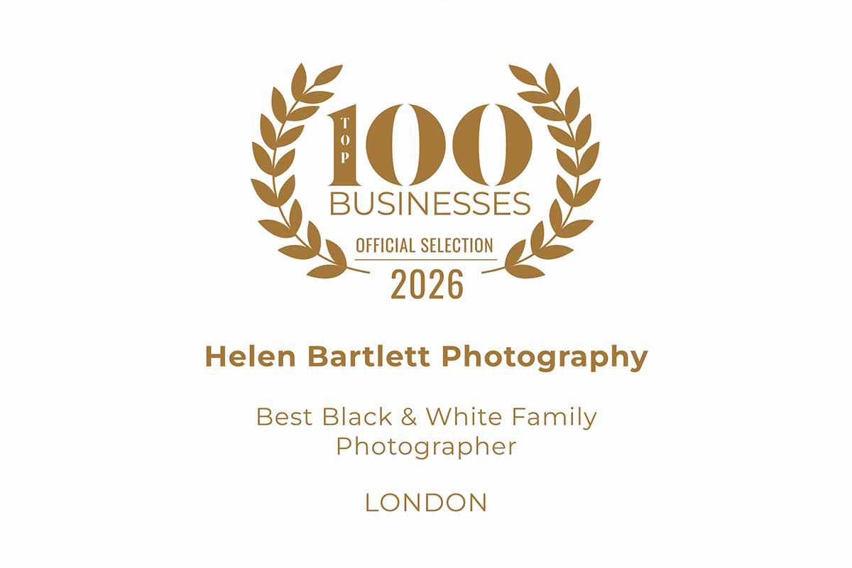 Winners badge Helen Bartlett Photography Best Black and White Family Photographer London 2026