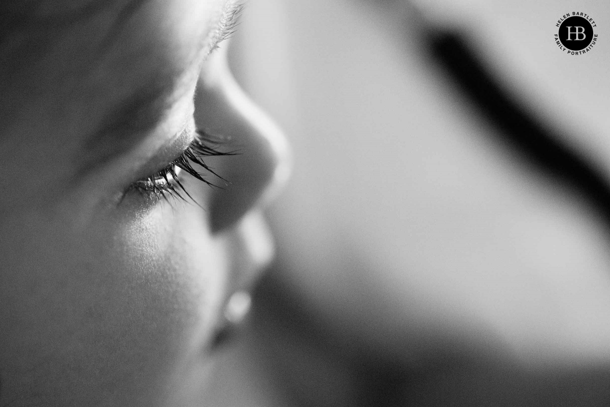 detail baby eyelashes on newborn photo shoot South London