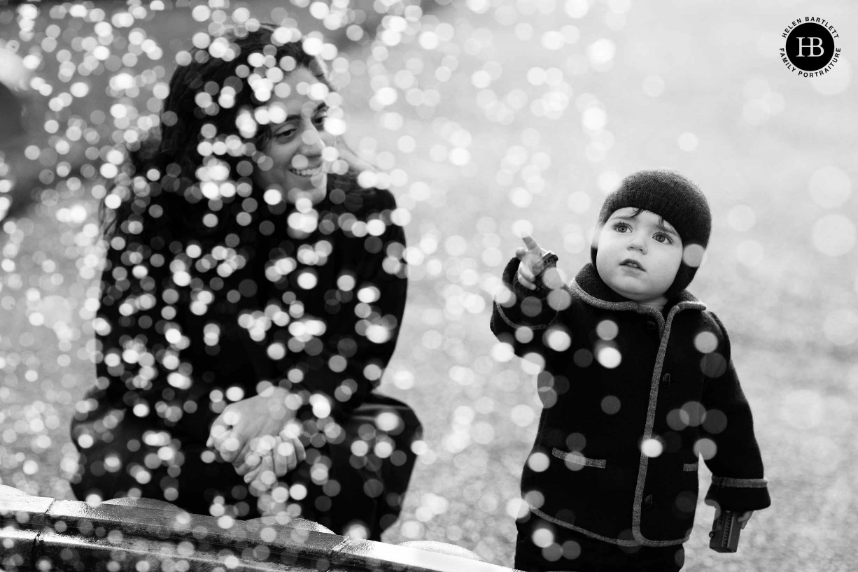 toddler looks at fountain in regents park north london