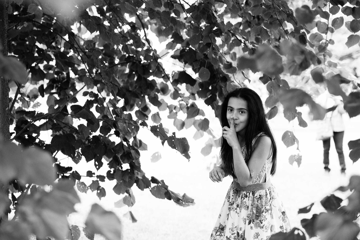 The treetops are the limit in this girl's black and white portraits, taken in Chiswick Park.