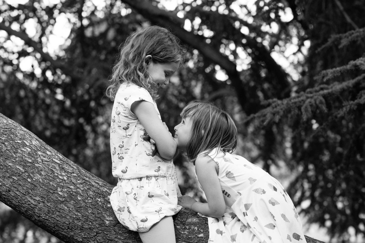 Siblings play during their family portraits in Hampstead, north London.