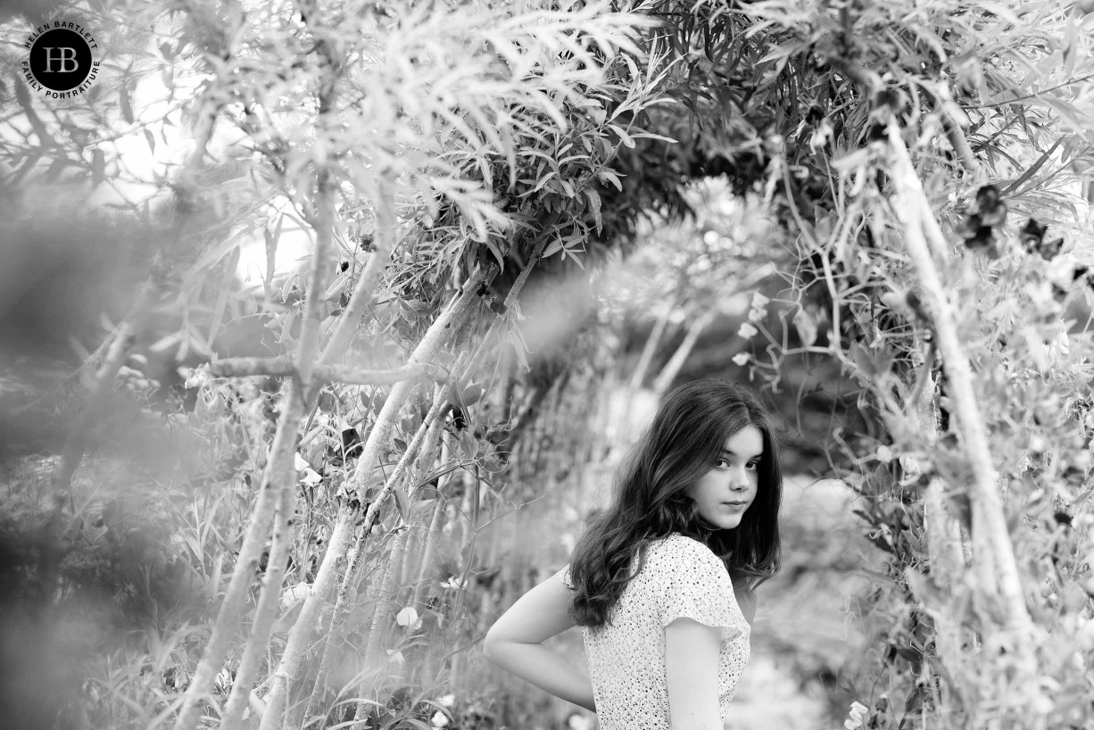 teenage girl in kitchen garden