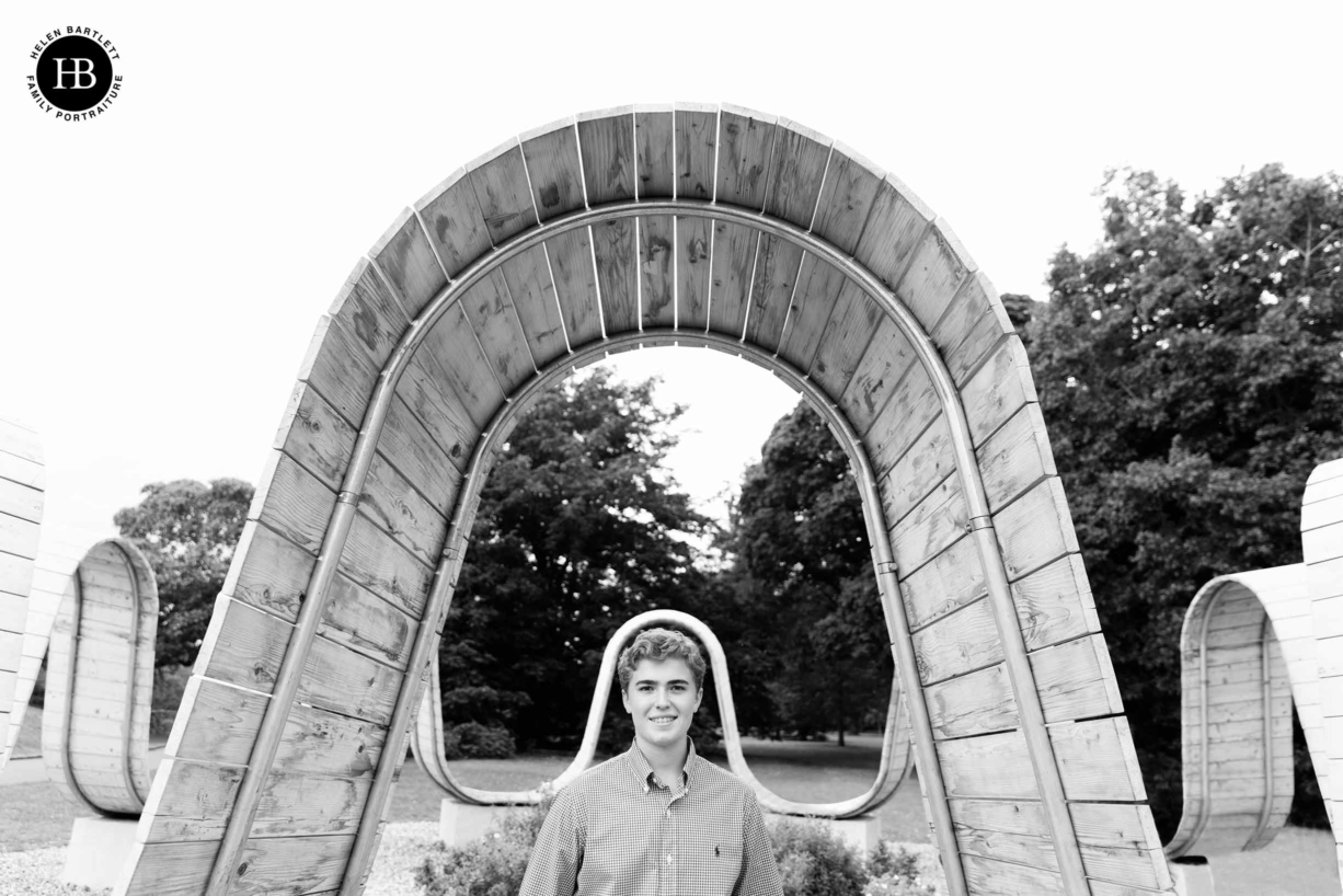 boy with sculpture kew gardens