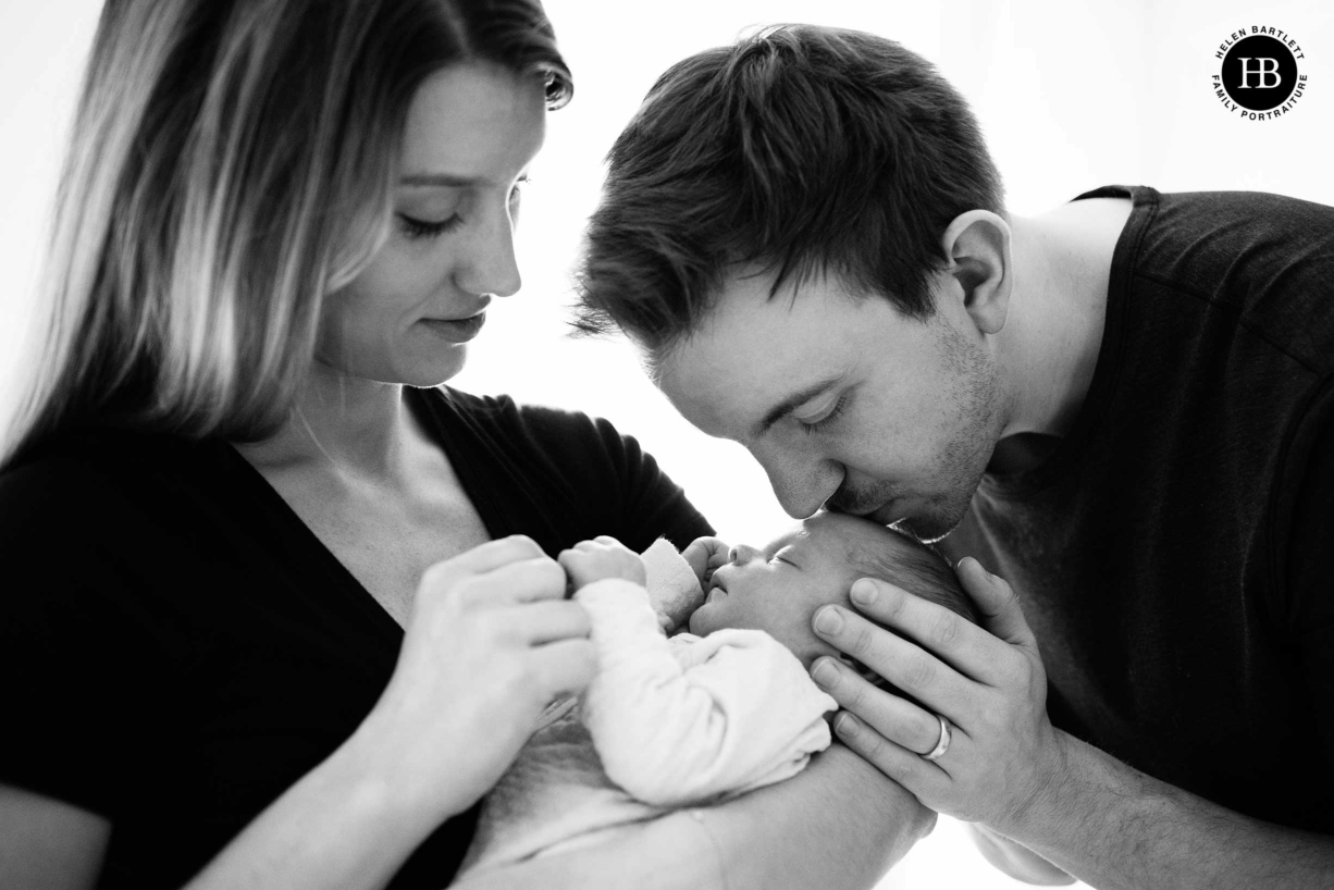 natural style newborn and family shot from an in home newborn photography session