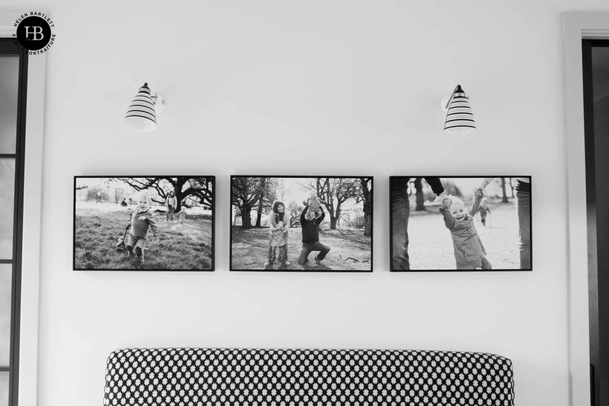 family photos displayed in tray frames look fabulous in modern houses